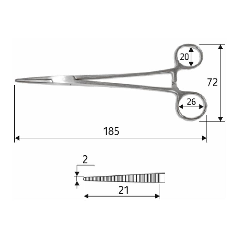 Затискач судинний Birkett прямий, 18,5 см, J-17-067, Surgicon.